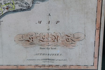 J. CARY - County Map of Kent, later hand coloured, 34cm x 51cm image size, glazed and framed, - Image 5 of 9