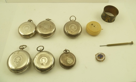 JAMES REID AND CO., COVENTRY A SILVER CASED POCKET WATCH, the white enamel dial later over-painted - Image 5 of 5