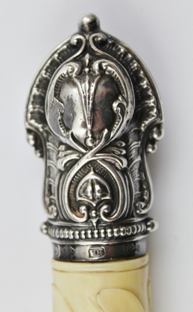 ELKINGTON & CO A VICTORIAN CARVING SET, silver mounted, spiral twist ivory handled carving set, - Image 2 of 4
