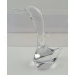 A FRENCH DAUM CRYSTAL MODEL OF A SWAN, signed, 19cm high