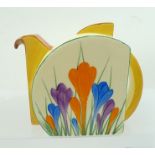 A CLARICE CLIFF BAZARRE TEAPOT, Stamford shape, hand painted in crocus pattern