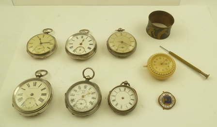 JAMES REID AND CO., COVENTRY A SILVER CASED POCKET WATCH, the white enamel dial later over-painted