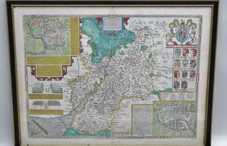CHRISTOPHER SAXON AND ROBERT MORDEN Two County maps of Warwickshire, later coloured, each in slender - Image 4 of 5