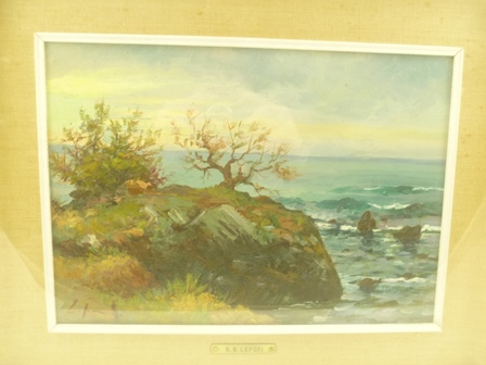 GIOVAN BATTISTA LEPORI (1911-2002) "Coastal scape", Oil painting on panel, signed, 26cm x 37cm, gilt - Image 2 of 3