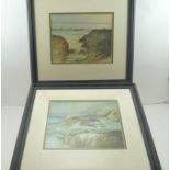 WILSON "Coastal scene - studies of the shore", a pair of Watercolours, one signed, 22cm x 28cm
