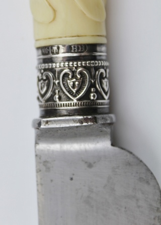 ELKINGTON & CO A VICTORIAN CARVING SET, silver mounted, spiral twist ivory handled carving set, - Image 3 of 4