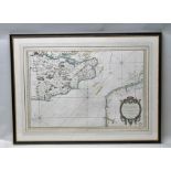 JACQUES NICOLAS BELLIN An 18th century French coloured map depicting The English Channel between