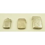 GEORGE UNITE A LATE VICTORIAN VESTA CASE with acanthus engraved decoration, inscribed, together with