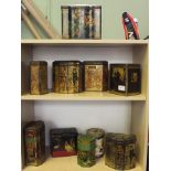 A GOOD SELECTION OF DECORATIVE VINTAGE COLLECTOR'S TEA CANISTERS