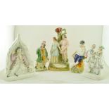 A 19TH CENTURY STAFFORDSHIRE FLAT BACK FIGURE, a spill vase entitled "Winter's Tale" 33cm high,