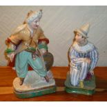 TWO LATE 19TH CENTURY POSSIBLY FRENCH PORCELAIN FIGURINES one of a Saracen with shield, the other