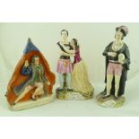THREE ITEMS OF LATE 19TH CENTURY STAFFORDSHIRE POTTERY of Shakespearean theme, includes; Hamlet,