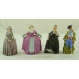 FOUR CONTINENTAL PORCELAIN FIGURINES, circa 1900, considered to be theatrical characters, the Long