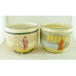 TWO LARGE ROYAL DOULTON SHAKESPEARE SERIES WARE POTTERY JARDINIERES includes a depiction of