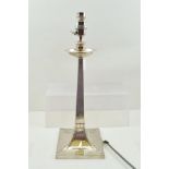 JAMES DIXON & SONS LTD. AN ARTS & CRAFTS DESIGN SILVER TABLE LAMP, sconce and drip pan design,