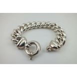 A DESIGNER STYLE SILVER BRACELET, of heavy chain link form with bolt and ring clasp fastening,