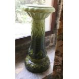 A GREEN GLAZED POTTERY JARDINIERE STAND/COLUMN of Art Nouveau design