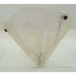 A 20TH CENTURY FROSTED AND CUT GLASS CEILING LIGHT SHADE, of petal form, each panel with floral