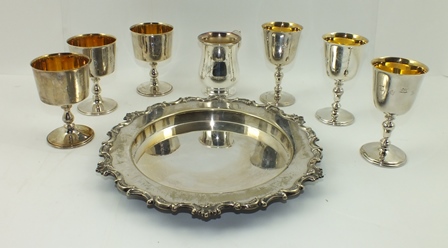 SIX SILVER GOBLETS, limited editions by Barker Ellis, to commemorate anniversaries of Worcester