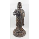 AN 18TH CENTURY CHINESE BRONZE BUDDHIST SAINT SARIPUTRA (a disciple of the Buddha)