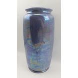 A RUSKIN POTTERY LILAC LUSTRE CYLINDER VASE, impressed marks to base, 32cm high