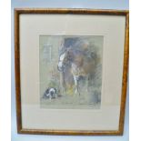 HOWARTH "Companions", depicting a horse and Collie dog at the stable entrance, a Pastel drawing,