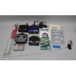 A COLLECTION OF FIVE VARIOUS REMOTE CONTROL UNITS including E-flite LP5DSM, hitec Ranger II,