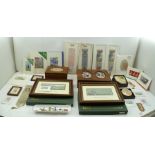 A COLLECTION OF CASH'S SILKS includes; book marks, unframed panels, a purse, panel inset wooden