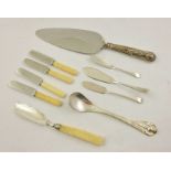 A COLLECTION OF SILVER ITEMS comprising; a Scottish thistle decorated jam spoon, London assay, three