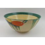 A CLARICE CLIFT BIZARRE "DELECIA" PATTERNED CERAMIC BOWL, having hand painted floral decoration,