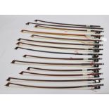 A COLLECTION OF VARIOUS BOWS for re-hairing and restoration