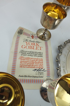 SIX SILVER GOBLETS, limited editions by Barker Ellis, to commemorate anniversaries of Worcester - Image 6 of 6