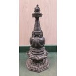 A 19TH CENTURY BRONZE TIBETAN STUPA, Buddhist symbolism, also represents the five elements, to the