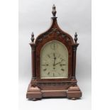 J. HOWLETT OF CHELTENHAM A 19TH CENTURY GOTHIC REVIVAL MAHOGANY CASED BRACKET CLOCK, the case with