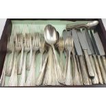 CHRISTOPHLE A PART SET OF FRENCH SILVER PLATED FLATWARE AND CUTLERY comprising; 10 table knives