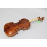 TWO FULL SIZE ENGLISH VIOLINS each with internal paper label hand inscribed "B.W. made in