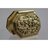 A LATE 17TH CENTURY DESIGN SILVER GILT SNUFF BOX with cast and chased decoration in the