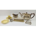 ALICE & GEORGE BURROWS A GEORGE III SILVER TEAPOT with gadrooned rim, London 1809, together with a