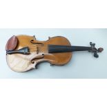 A FULL SIZE GERMAN VIOLIN bearing interior paper label "W.E. Hill & Sons, violin makers Bond Street,