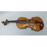 A 20TH CENTURY FULL SIZE SAXON VIOLIN bearing interior paper label "Antonius Stradivarius,