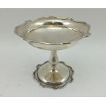 MAPPIN & WEBB A SILVER SWEETMEAT DISH, having serpentine shaped dish top on a baluster stem and