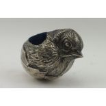 SAMPSON MORDAN & CO. AN EDWARDIAN PIN CUSHION in the form of a chick, Chester 1903, 4.5cm high