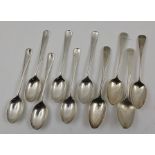 WILLIAM HENRY LEATHER A SET OF SIX SILVER TEA SPOONS, Birmingham 1919, of rat-tail design,