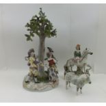 A GERMAN MEISSEN PORCELAIN FIGURE GROUP, four children in 18th century costume, dancing around a