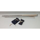 A "HOUSE OF HARDY ALNWICK" 9'6" FIBRELITE TWO-PIECE ROD in cloth bag (unused), and a "HARDY'S"