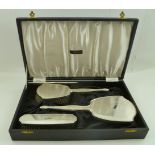 ADIE BROTHERS LTD. A MID-20TH CENTURY FOUR-PIECE SILVER MOUNTED DRESSING TABLE SET, comprising two