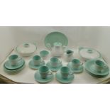 A POOLE POTTERY PART TEA AND DINNER SERVICE, including teapot, pair of tureens with covers, bowls,