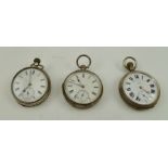 THREE SILVER HALLMARKED GENTLEMAN'S POCKET WATCHES (3)