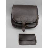 A CONWAY OF LONDON LEATHER LOADER'S BAG with shoulder strap and a BULLET WALLET to match (as new) (