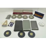 A COLLECTION OF CONCORDE RELATED ITEMS to include silver mounted leather glass coaster, note